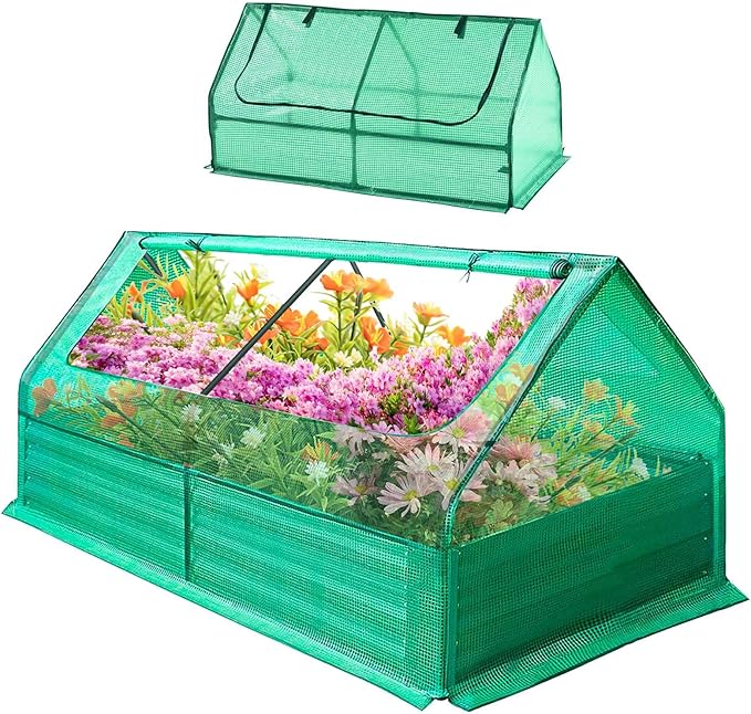 Galvanized Raised Garden Bed with Cover 6 x 3.1 x 3FT 3-in-1 Raised Planter Box Kit with Small Greenhouse for Outdoors Open-Ended Base Raised Garden Bed with Greenhouse for Herb Succulent