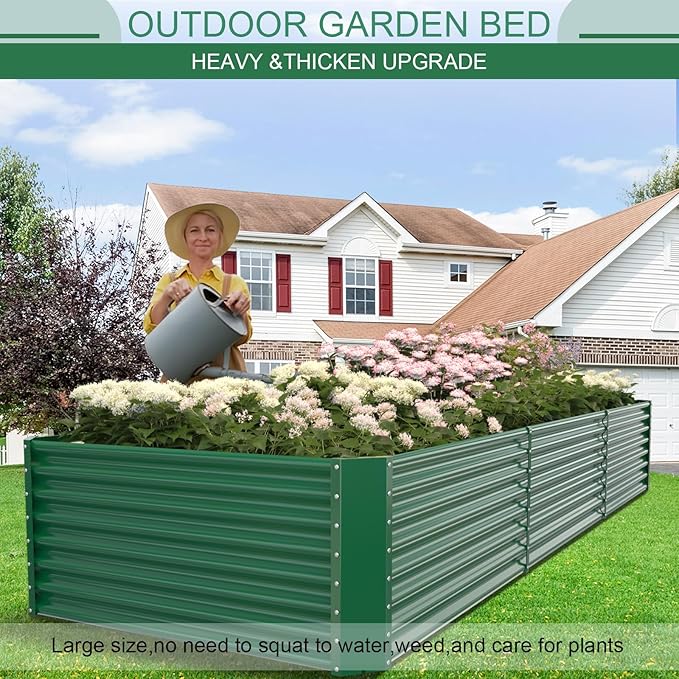 FRIZIONE 10FT(L)×4FT(W)×2FT(H) Raised Garden Bed Outdoor for Flower Garden Planter Box for Vegetable Raised Garden Beds for Herb Succulent Dark Green