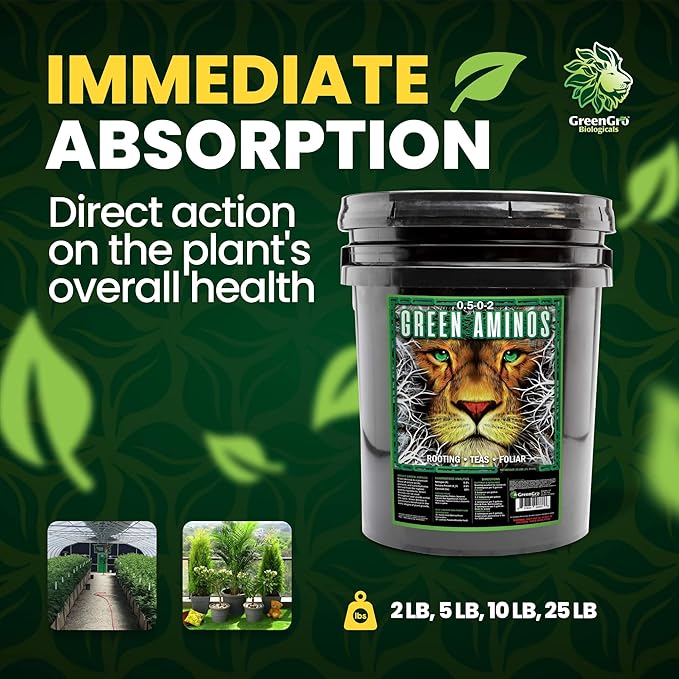 GreenGro Green Aminos Rooting Stimulator Blend with Amino Acids and Nutrients for Potting Mix Soils Cuttings and Hydroponic Gardens Organic Plant Food for Indoor and Outdoor Plants