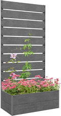 Tomato Planter Box with Support Trellis 59 Inch Tall Raised Garden Bed for Climbing Vegetables Outdoor Planter with Drainage Holes for Patio Gray