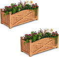 Raised Garden Bed Set of 2 36 L x 16W x 15H Wooden Garden Bed Outdoor w/Placed Drainage Holes &amp Removable Base Panels Rectangular Planter Box for Vegetables Flower Herb Fruit
