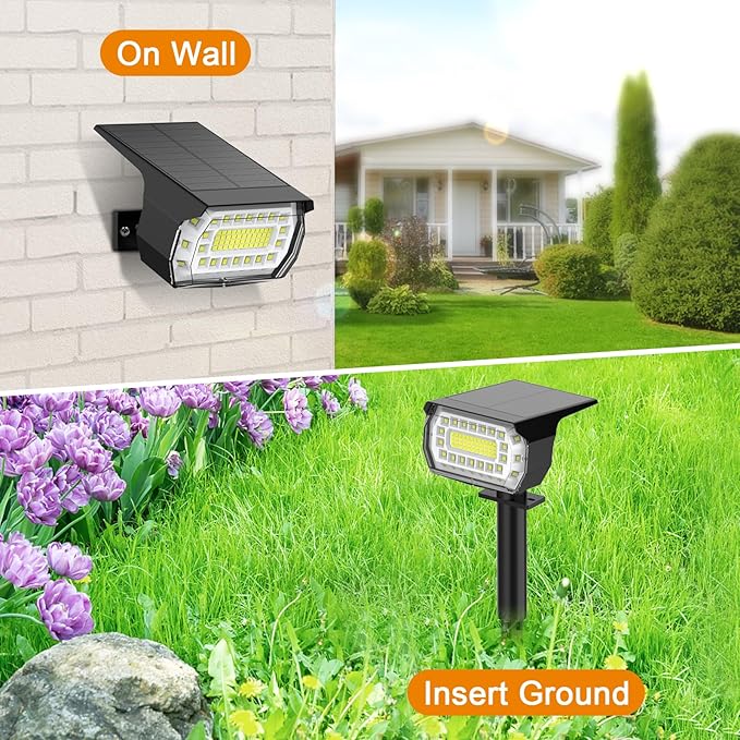 LANSOW Solar Spot Lights Outdoor [8 Pack/76 LED] 2-in-1 Solar Landscape Spotlights 3 Modes IP65 Waterproof Dusk to Dawn Solar Powered Flood Wall Lights for Outside Yard Garden Pathway(Cool White)