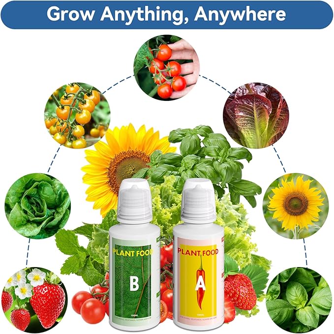 inbloom 12 Pods Hydroponics Growing System Transparent Black and Hydroponics Plant Food 1000 ml