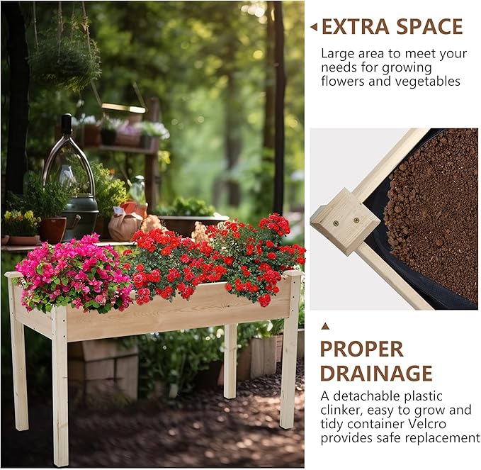 PayLessHere Wooden Garden Bed Raised Planter Box Outdoor Patio Gardening Planter and Indoor Elevated Garden Grow Box for Vegetable Flower