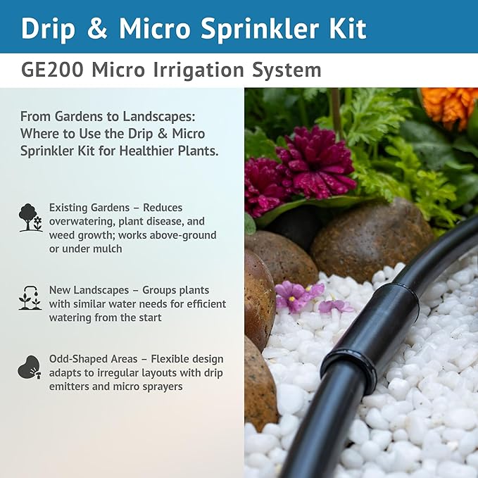 DIG GE200 Drip &amp Micro Sprinkler Kit - Versatile 122-Piece Set for Diverse Gardens Ideal for Efficient Watering