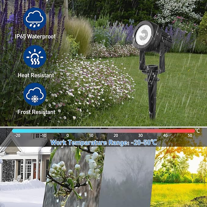 T-SUNUS Solar Garden Spot Lights LED Landscape Light Outdoor IP65 Waterproof 9.8ft Cable Separated Panel Auto ON/Off for Garden Driveway Pathway Pool Area (White 6000K)