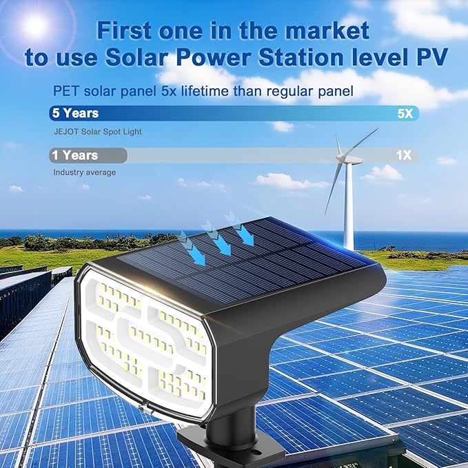 Solar Lights Outdoor Waterproof IP65 Super Bright LED 3000K 2 Lighting Modes Solar Powered Yard Garden Solar Spot Lights for Outside Landscape Auto On/Off -8 Pack