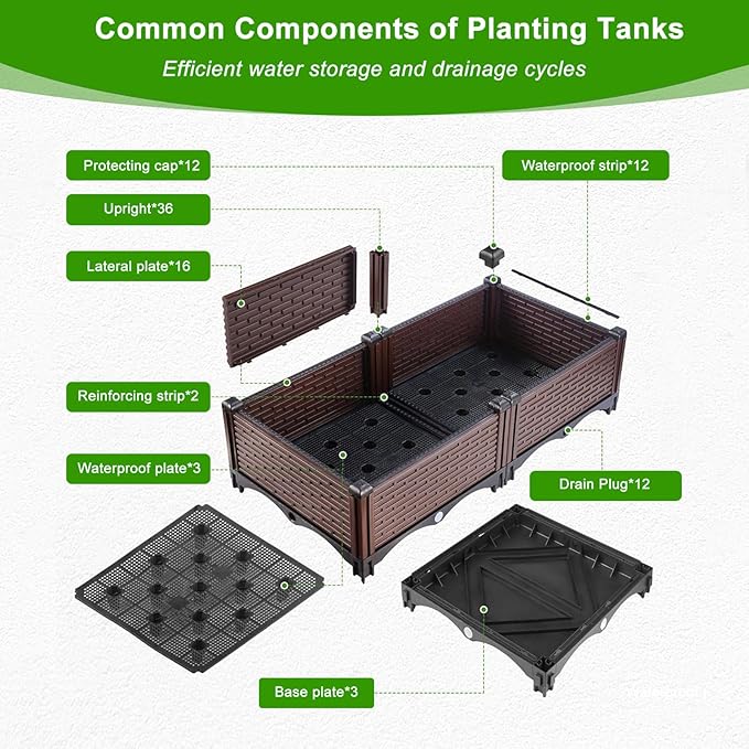 47.2x15.7x19.6in Raised Garden Beds Outdoor Polypropylene Planter Boxes Outdoor for Vegetables Flowers Herbs GBox with Drain Outlet Heat and Frost Resistance 440lb Capacity