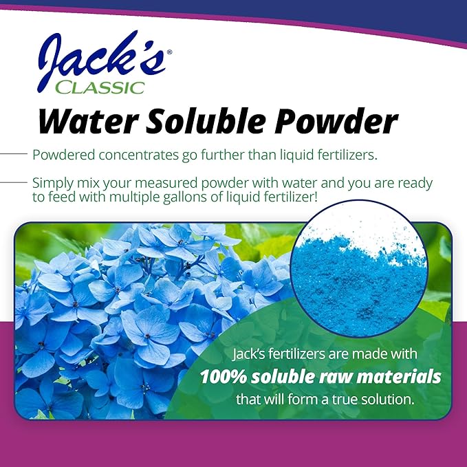 Jack's Classic 7-3-3 Hydrangea Blue Water-Soluble Fertilizer with Micronutrients to Enhance Blue Flowers 1.5lbs