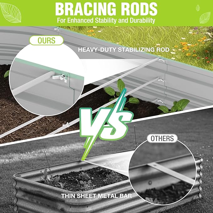 WORKPRO 2PK 8x4x1ft Outdoor Galvanized Raised Garden Bed Easy Assembly Planter Raised Beds for Vegetable Flowers Herbs Light Green
