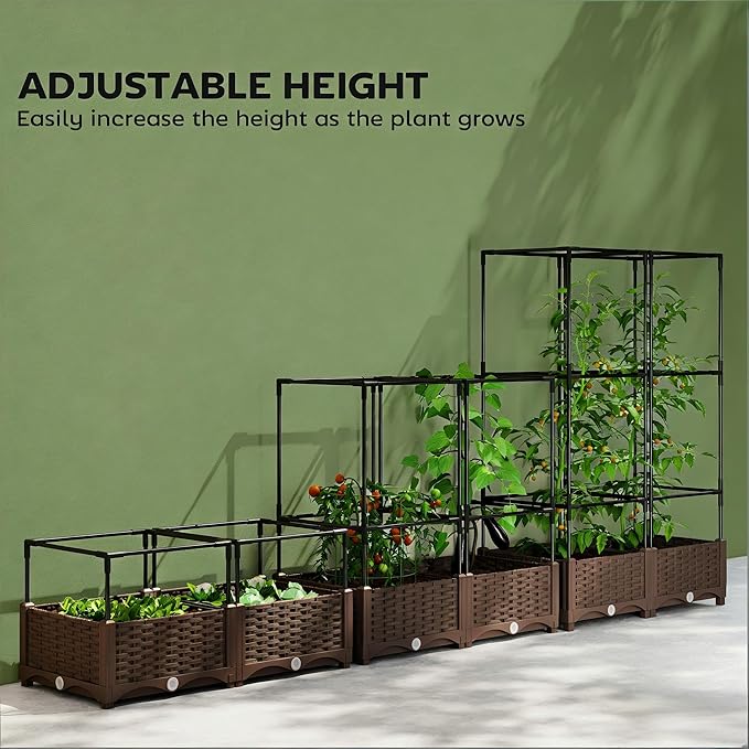Organic Gardening Raised Bed with Enclosed Plant Cage Grow Healthier Vegetables Without Chemicals - Ventilated Crop Cage Protects Tomatoes Berries &amp Greens from Birds and Insects Naturally (Whit