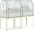 KING BIRD Large Raised Garden Bed with Cover Galvanized Elevated Planter Box with Legs 72×23×55 in for Backyard Patio Balcony 700lb Capacity Beige