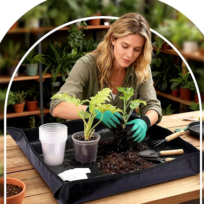 83 Pcs Garden Supplies Tools Kit 3/4/5 Inch Clear Plastic Plant Pots with Transplanting Mat Trowel Cultivator Rake Set Label &amp Glove Succulent Tools Gift for Plant Lovers Accessory