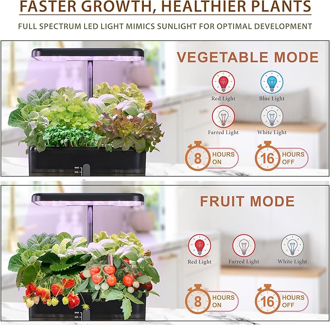 Clay Pebble Hydroponics Growing System Kit – Indoor Herb Garden with Smart LED Grow Light Adjustable Height and Complete Grow Kit – Nutrients Included for Cutting-Edge Indoor Gardening.