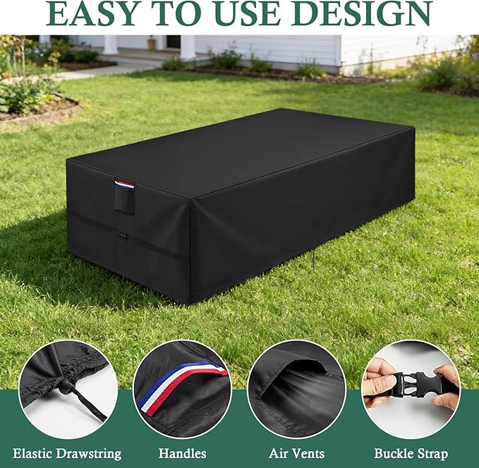 Raised Garden Bed Cover (Only-Cover)Outdoor Planter Boxes Covers with Reinforced SealsRectangular Gardening Beds Protecter with Ventilation for PatioBalconyBackyard (420D Black2x6ft)