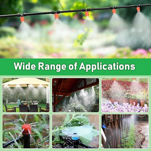 125FT Drip Irrigation System Automatic Drip Irrigation Kit with 5/16 Main Tube &amp 1/4 Branch Tubing Adjustable Drip Emitters Garden Watering System for Flower Bed Raised Beds Lawn Greenhous