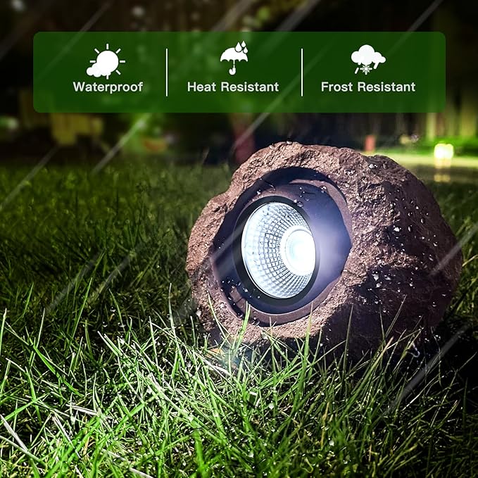 Timeflies Solar Rock Lights Outdoor 2 Pack Super Bright Solar Spot Lights Outdoor IP65 Waterproof Solar Yard Lights Auto On/Off Garden Decor for Outside Paths Sidewalks Yards Landscapes Patios