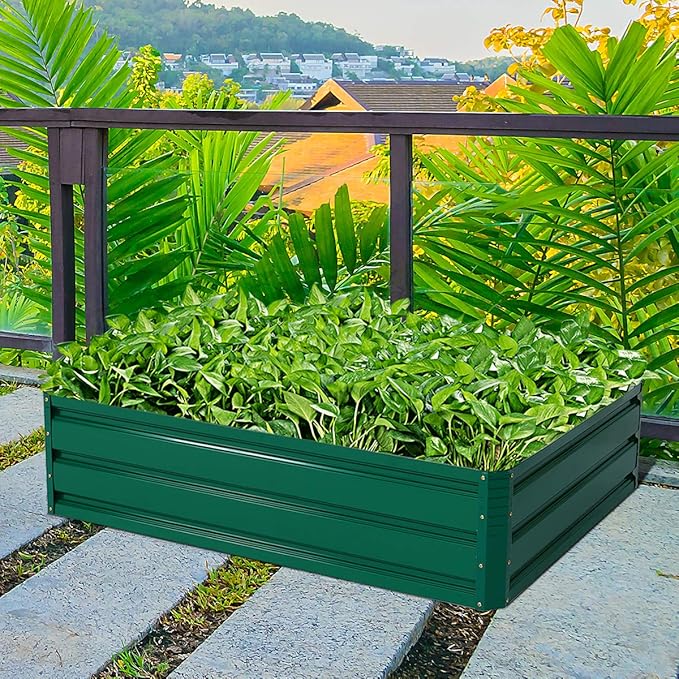 S AFSTAR Galvanized Raised Garden Beds Outdoor Metal Raised Garden Bed w/Durable Steel Board Premium Planter Box for Vegetables Flowers Herb Backyard Patio Balcony (39.5 L x 31.5 W x 12.0 H)