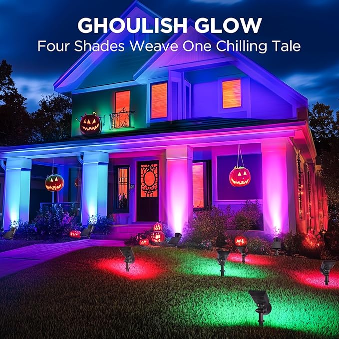 InnoGear Solar Lights Outdoor Waterproof Halloween Christmas Solar Garden Light for Outside Yard Landscape Lighting Pathway Spot Lights Spotlight Wall Light 4 Pack (Red Green Violet Purple Blue)