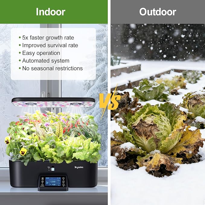 17-Pods Hydroponic Growing System with Dual Fans 24W Full-Spectrum Grow Light &amp Smart Control Panel for Indoor Gardening for Vegetables Herbs