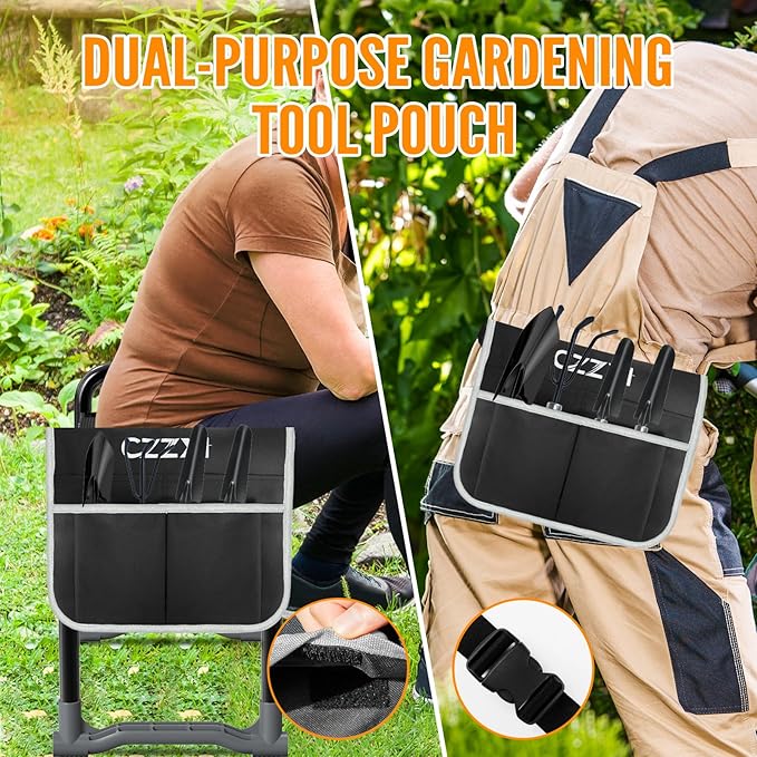 Garden Kneeler and Seat Wider and Thicker Kneeling Pad Heavy Duty Gardening Stool with Gardening Tool Pouch and Bag Garden Bench/Chair Gifts for Women Seniors
