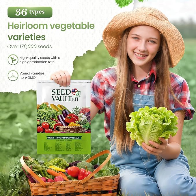 GermiGrow 36 Vegetable Variety Pack - 17600+ Non-GMO Heirloom Seeds for Planting Vegetables and Herbs 36 Individually Packed Seed Packets for Indoor Outdoor Greenhouse &amp Hydroponic Gardening