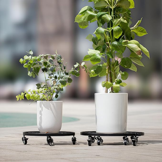 16 Heavy Duty Plant Dolly with Wheels Rolling Planter Base for Indoor/Outdoor Use | Patented Detachable Handle 360° Rotating Polyurethane Wheels Max Load 200 lbs for Large Pots &amp Planters