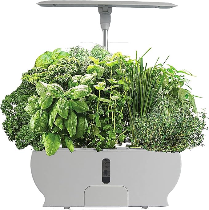GeRRiT 9 Pods Hydroponics Growing System Indoor Garden with LED Grow Light Pump System Adjustable Height Automatic Timer Plants Germination Kit for Home Office Bianco