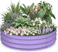 Kesfitt Round Raised Garden Bed 4x4x1 FT Galvanized Steel Metal Garden Bed Open-Bottom Design 12-Inch Deep Outdoor Raised Garden Bed for Vegetables &amp Herbs Lavender Purple