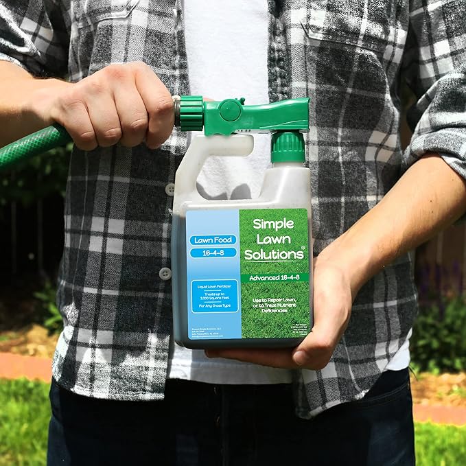 Advanced 16-4-8 Balanced NPK - Lawn Food Quality Liquid Fertilizer - Spring &amp Summer Concentrated Spray - Any Grass Type - Simple Lawn Solutions (32 Ounce)
