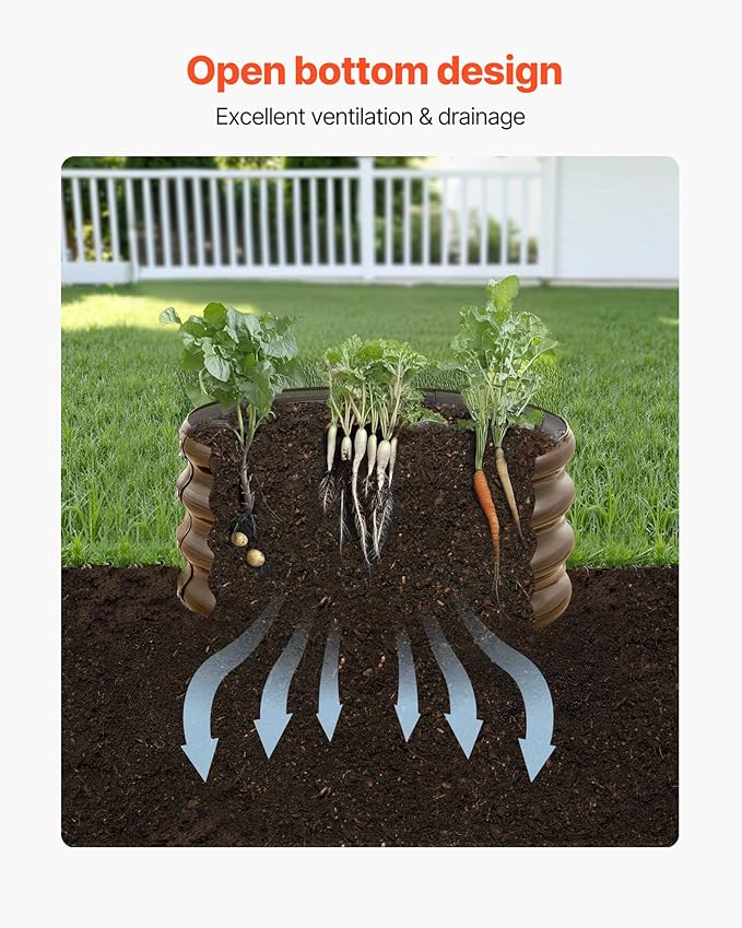 VEVOR 3 Pcs 2x2x1ft Round Galvanized Raised Garden Bed Kit Outdoor Metal Raised Beds for Gardening Vegetables Easy Assembly Garden Planter Box for Flowers Fruits with Open Base