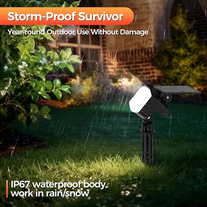 Large Solar Spot Lights Outdoor Waterproof IP67 1000 Lumens High Brightness 92 LEDs Solar Spotlight with 3 Lighting Modes Dusk to Dawn Solar Landscape Lights for Yard Garden (Cool White)- 2 Pack