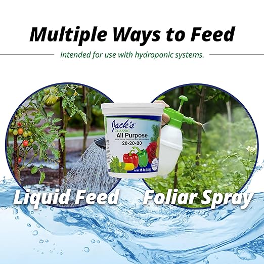 Jack's Classic 20-20-20 All Purpose Water-Soluble Fertilizer with Micronutrients to Provide General Growth on All Plants 1.5lbs 4 Pack
