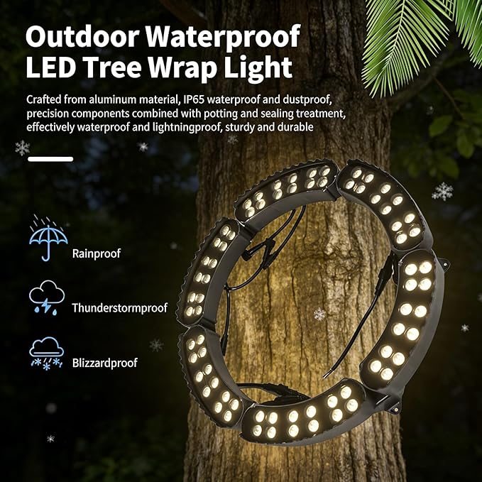 Palm Tree Lights 90-260V/DC24V LED Tree Uplights Die-cast Aluminum Hugger LightsOutdoor for Villa Garden Landscape Lighting(Warm2 lamp Heads)