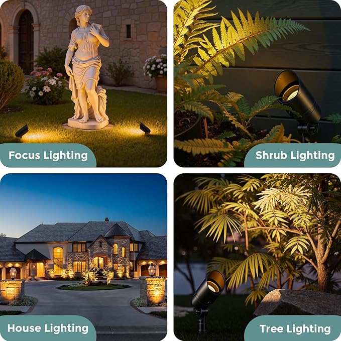 Gardencoin Low Voltage Landscape Spotlight 12V LED Outdoor Landscape Lighting Landscape Spot Lights Wired for Garden and Yard Aluminum Up Lighting Fixture with 5W MR16 Replaceable Bulb (6 Pack)