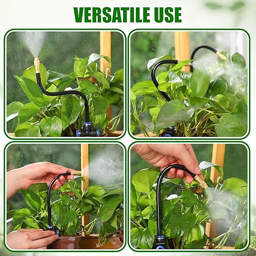 147ft Drip Irrigation Kit 5/16 Tube Automatic Watering System with 45pcs 360° Adjustable Brass Nozzles Water Saving DIY for Garden Lawn Yard Greenhouse Plants