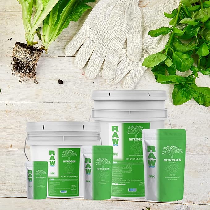 RAW Nitrogen Fertilizer 25lb | Water Soluble High Nitrogen Plant Food for Vegetative Growth Hydroponic Nutrients for Indoor Plants Garden &amp Vegetable Fertilizer