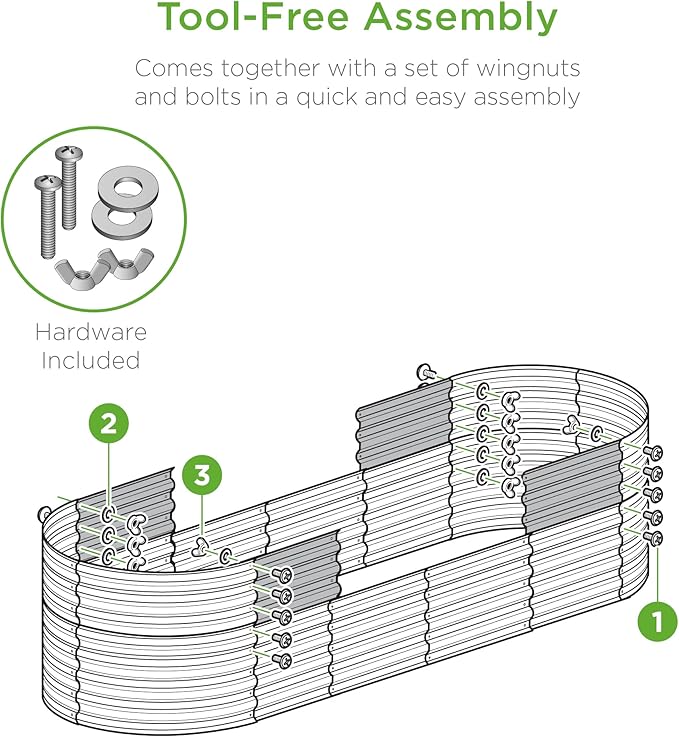Best Choice Products 8x2x2ft Metal Raised Garden Bed Oval Outdoor Deep Root Planter Box for Vegetables Herbs w/ 4 Support Bars 215 Gal Capacity - Charcoal