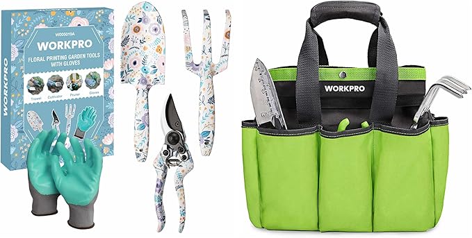 WORKPRO Garden Tool Bag with Garden Tool Set