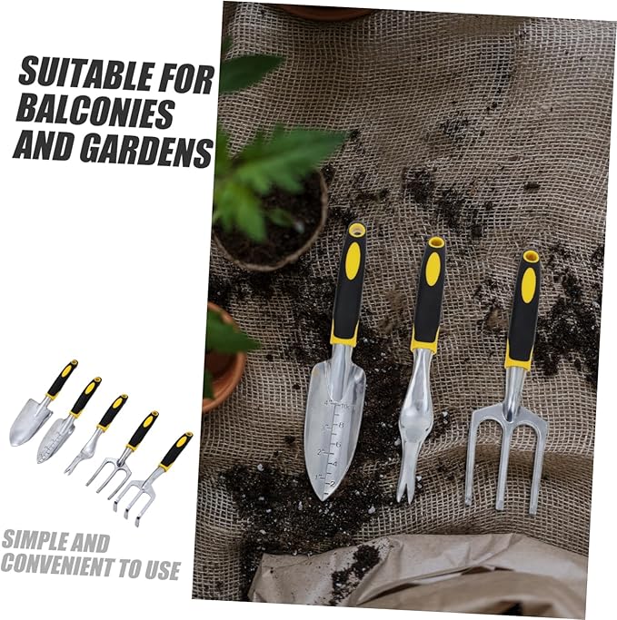 Mikikit 1set Multi-use Garden Tool Set Gardening Shovel Trowel Hand Fork and Rake for Efficient Planting and Soil Cultivation Lightweight and Portable