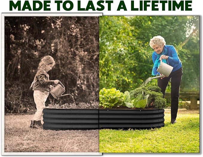Plant &amp Plot Galvanized Raised Garden Beds Outdoor // 8×4×1 ft (2-Pack) Planter Raised Beds for Gardening Vegetables Flowers // Large Metal Garden Box // Patented Tool-Free Design (Black)