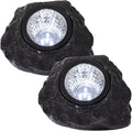 Solar Energy Lawn Spotlights 2pcs Waterproof Stone-Shaped Outdoor LED Flood Lights with 3 LEDs Solar Powered Garden Landscape Lighting for Patio and Yard