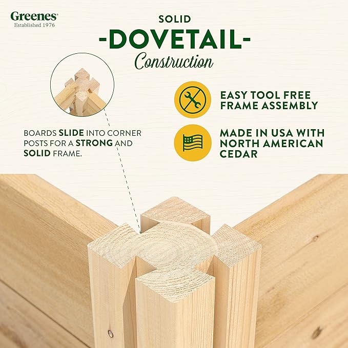 Greenes Fence Classic Cedar Raised Garden Bed 4' x 8' x 10.5 (1/2 Thick) (2-Pack) - Made in USA with North American Cedar