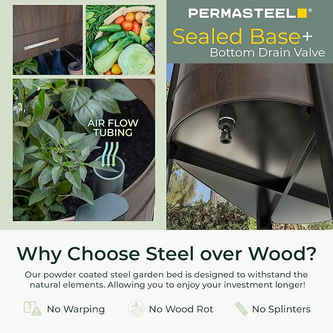 Permasteel Raised Garden Bed with Legs 40×20×37 in Planter Box with EnGrow™ TrueSoil™ Technology for Vegetables Flowers Herbs and Fruit Outdoor Indoor Storage Shelf Wood Brown