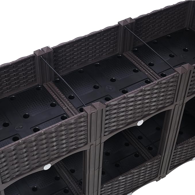 Planter Raised Garden Bed Plastic Elevated Planter Garden Box with Drainage Plug Outdoor Standing Planter Beds Gardening Kit 47.2 L X 15.7 D X x27.7 H (Brown Style 2-3)