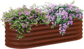 5' x 2' x 1.4' Galvanized Raised Garden Bed Kit Outdoor Metal Elevated Planter Box with Safety Edging Easy DIY Stock Tank for Growing Flowers Herbs Vegetables Brown