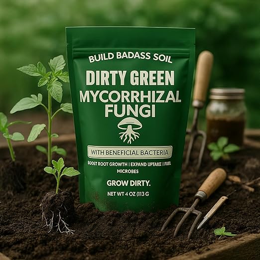 Dirty Green Microbe Blend Mycorrhizal Fungi &amp Beneficial Bacteria Inoculant – 4 oz Powder 1000 Spores/g Organic Root Booster for All Plants (No Fillers)