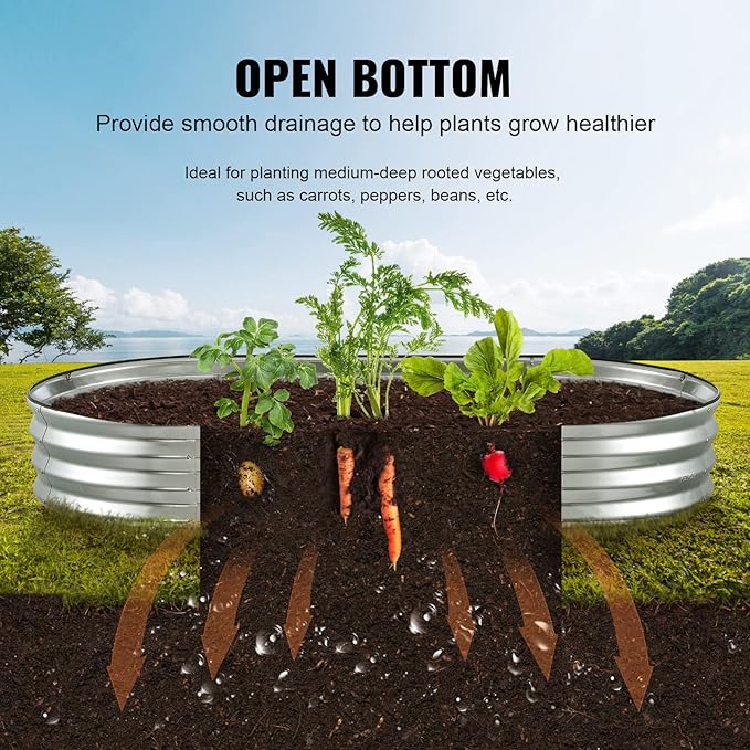 VEVOR Raised Garden Beds Outdoor 6x3x1 FT Galvanized Metal Raised Garden Bed Kit Raised Planter Boxes for Vegetables Flowers with Gloves and Planting ToolsSilver
