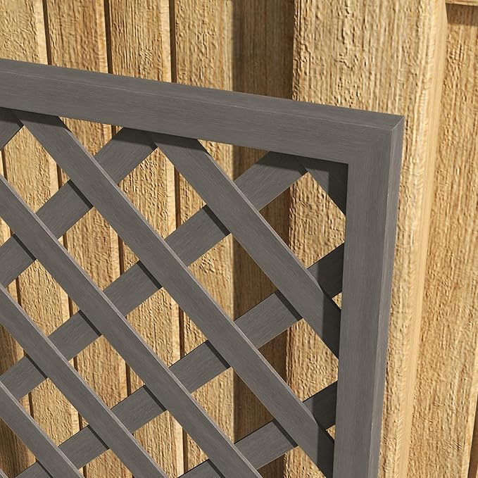 Outsunny Raised Garden Bed with Trellis Lattice Wood Planter Box with Self Draining Gap Freestanding Trellis Planter for Climbing Plants Vines Flowers 29.5 x 13.25 x 53.25 Dark Gray