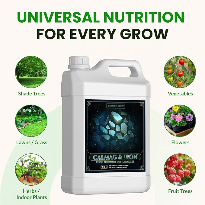 Humboldts Secret CalMag &amp Iron | Calcium Magnesium &amp Chelated Iron Nutrient Fertilizer | Hydroponic Supplies for Vegetative &amp Flowering Growth in Soil Coco Hydroponics or RO Water | 2.5